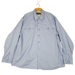 ORVIS Mens XXL‎ Blue White Stripe Gingham Pocket Long Sleeve Button Up Shirt